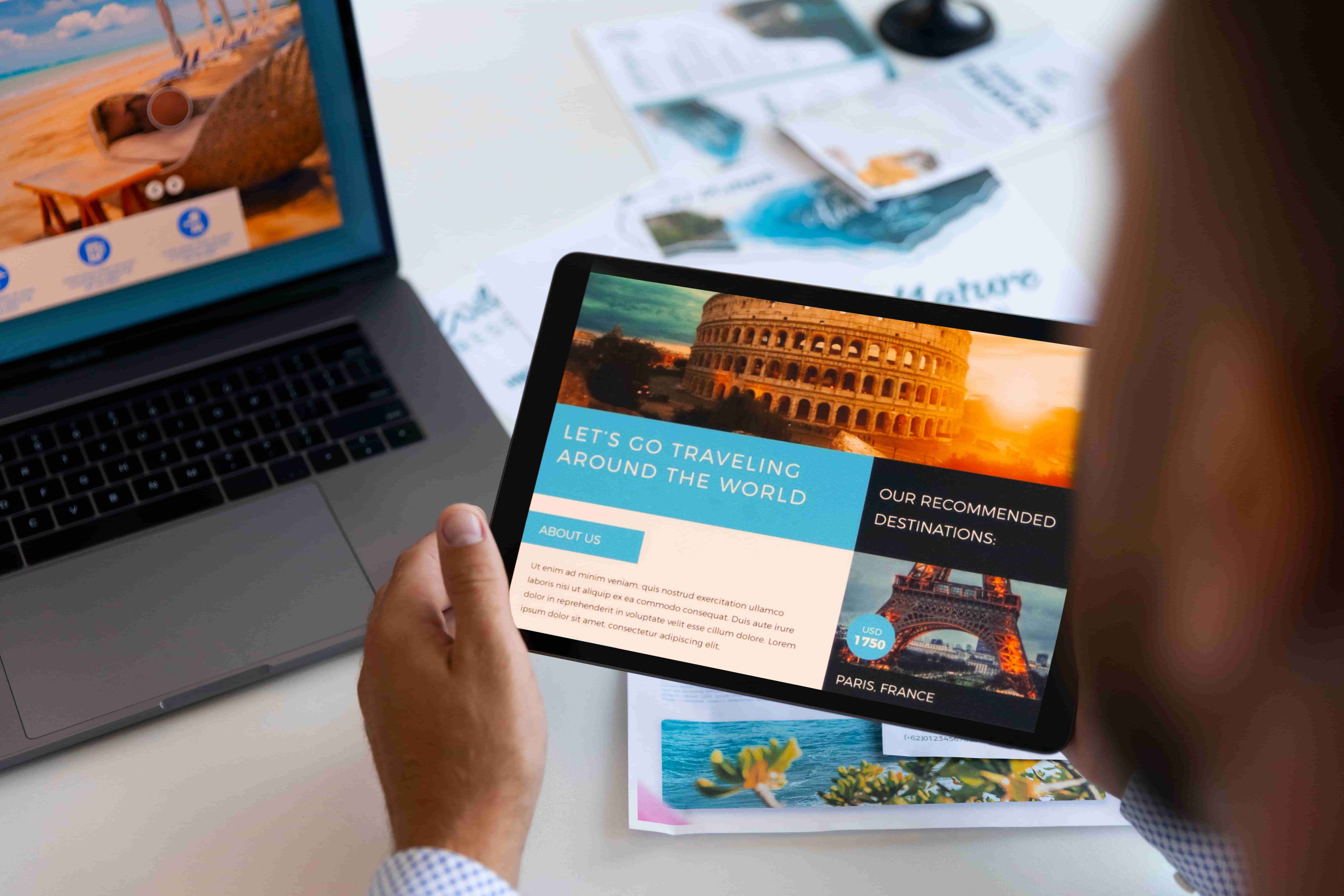 Travel agency website builder dashboard and customer booking website